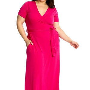 Plus Size Waist Tie Breathable Summer Maxi Dress